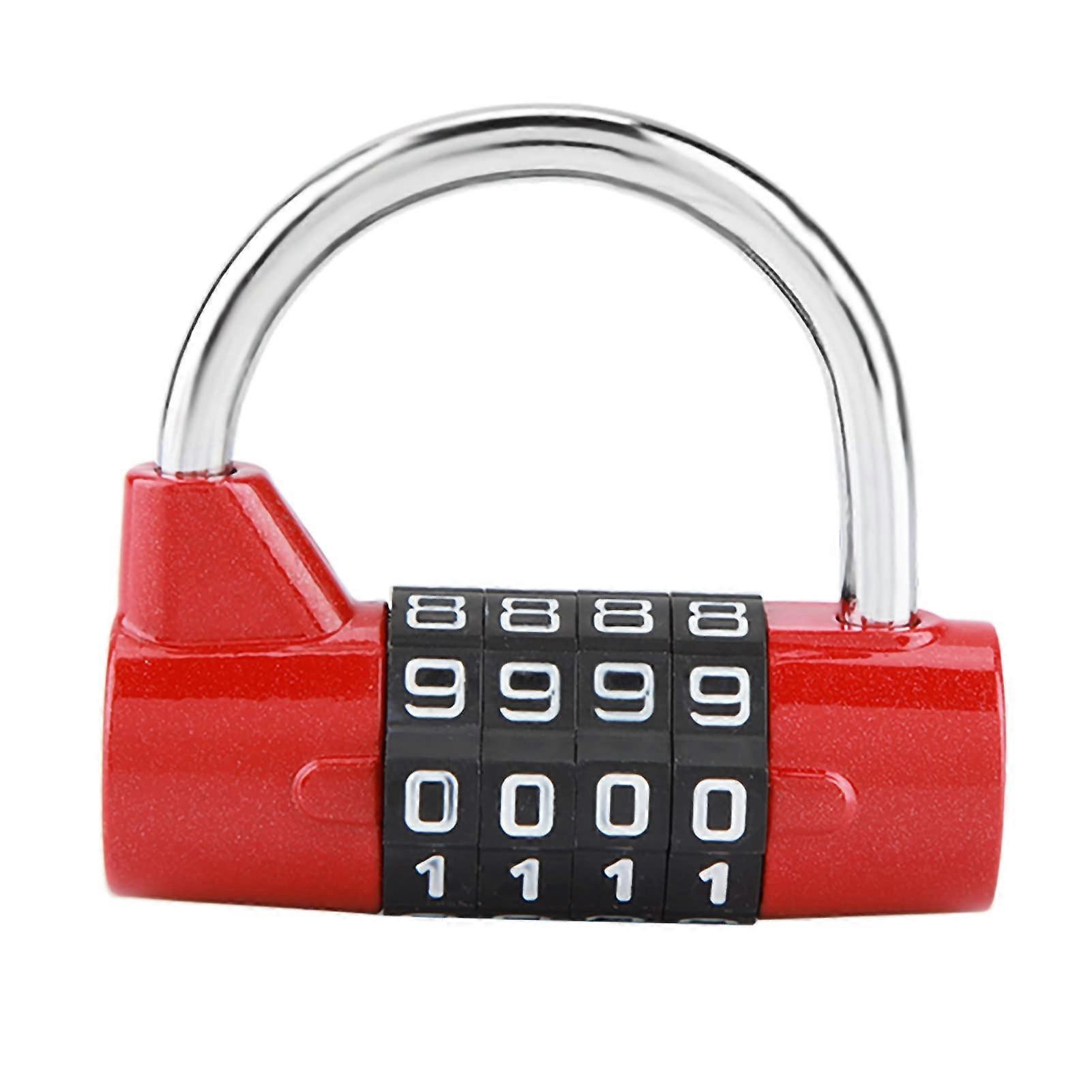 Combination Padlock with Resettable 4Digit Code, Weatherproof Gym Locker Lock for Outdoor Travel Security (Red)