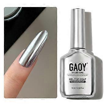 GAOY Gel Top Coat for krompulver, stiftpulver for feilfri kromfinish, klar UV-lysherdende uten avtørking, 16 ml