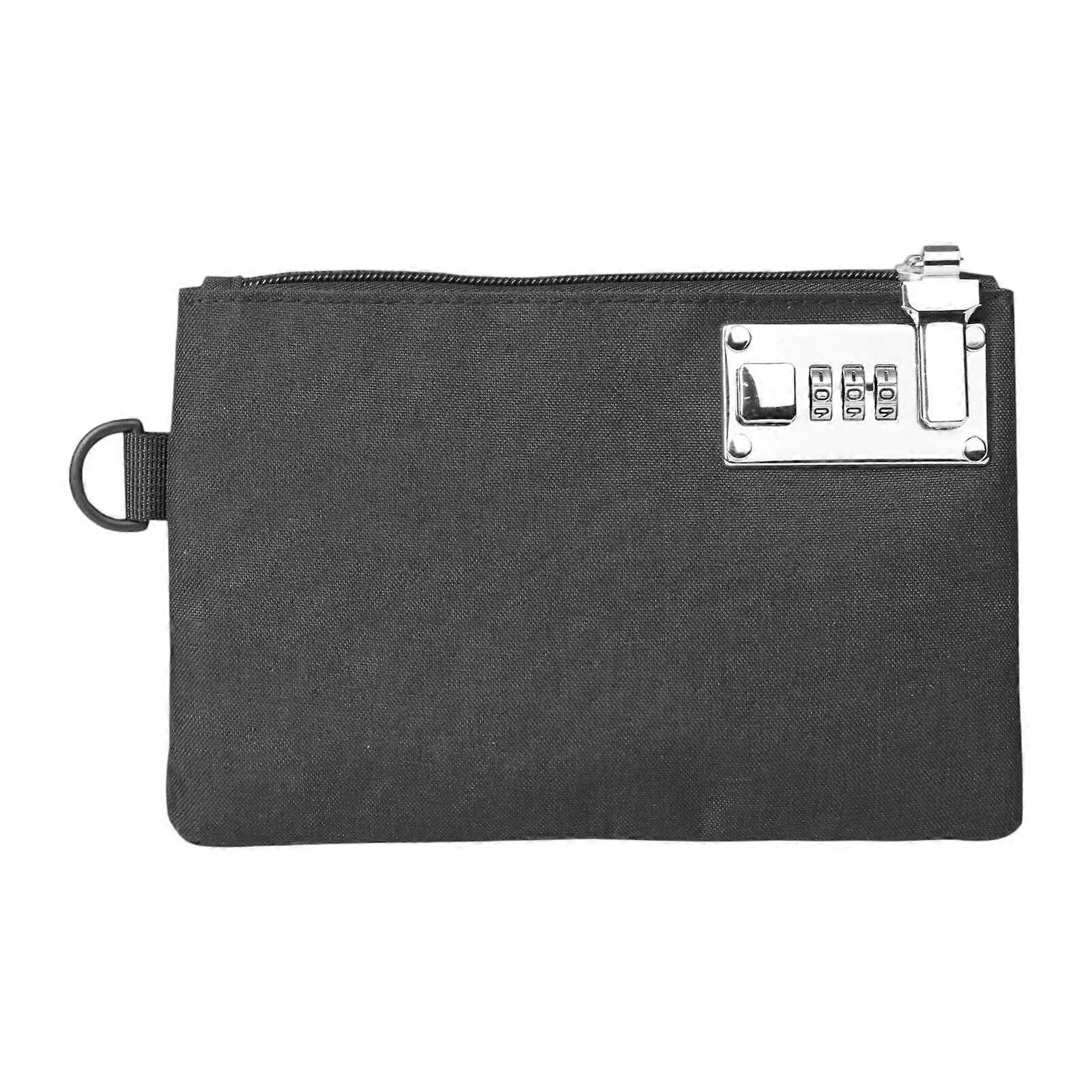 Lockable Wallet for Men with Password Lock Security, AntiTheft Oxford Travel Money Bag, Black