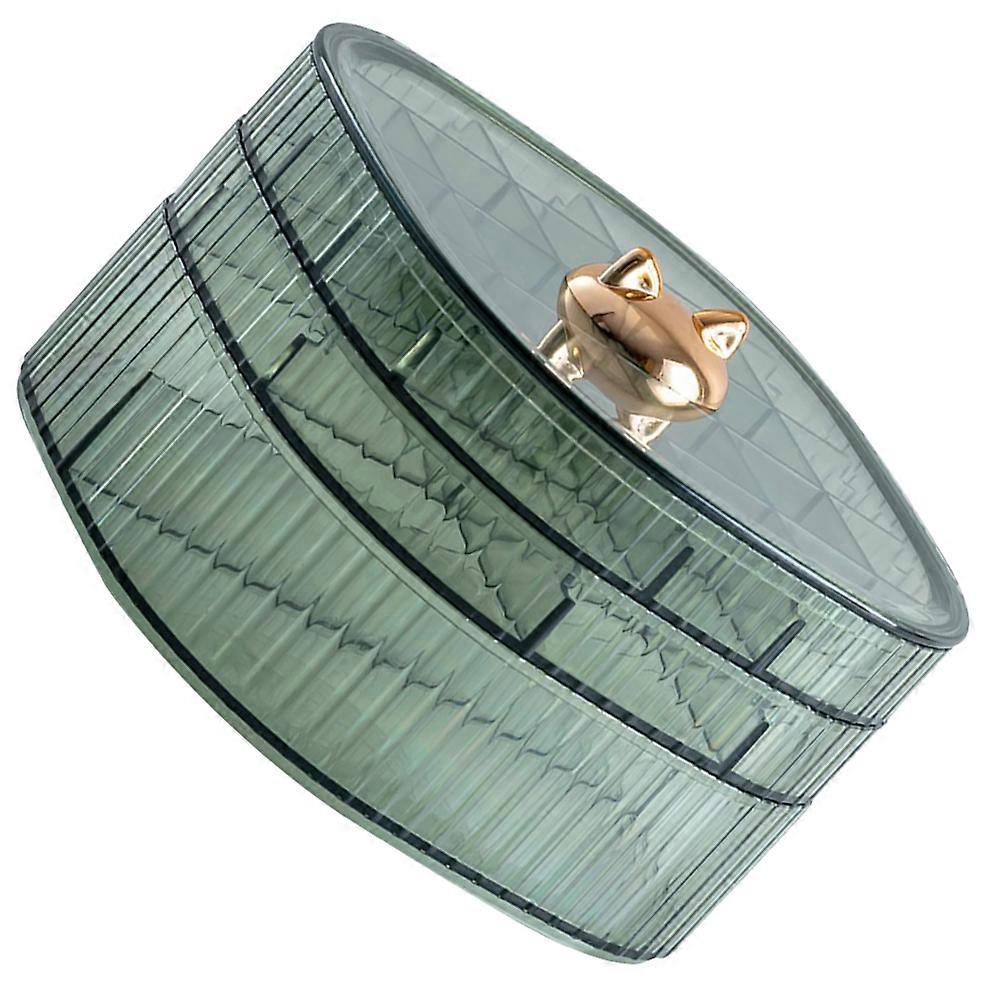 Green 3-Layer Jewelry Storage Box for Storage 4Pcs Multi-Grid Dressing Table Container