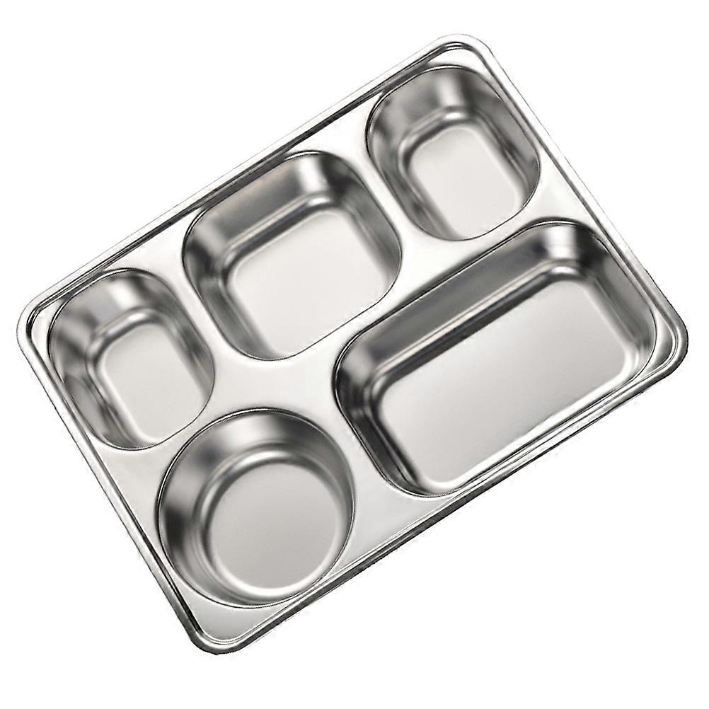 Rectangular Food Plate Stainless Steel Divided Tray for Home 1Pcs