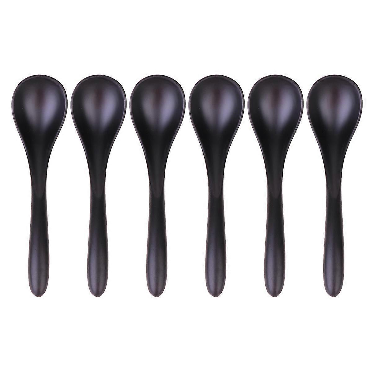 Black Tableware Soup Spoon for Eating 6Pcs A5 Flatware