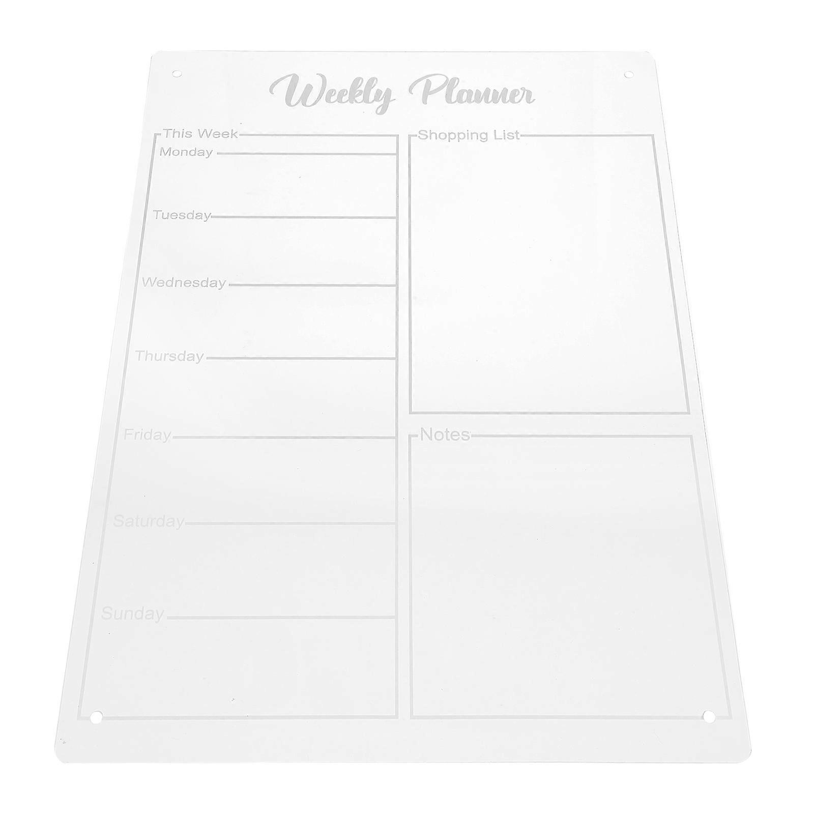 Transparent Acrylic Dry Erase Board for Weekly Planner