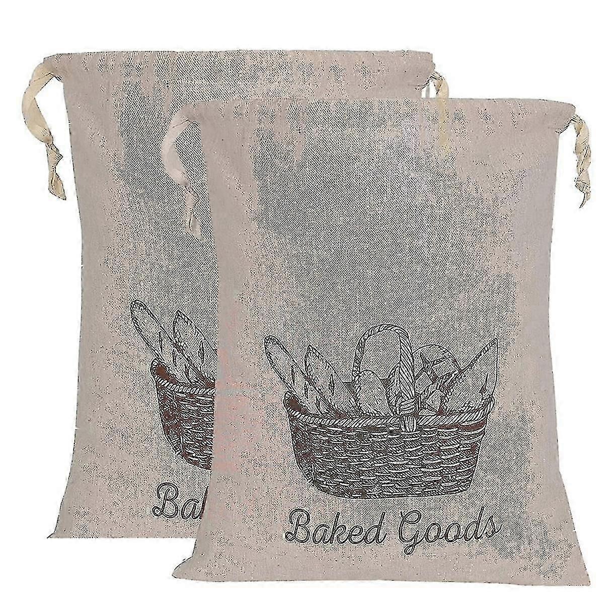 2 Pack Reusable Linen Bread Bags for Homemade Bread