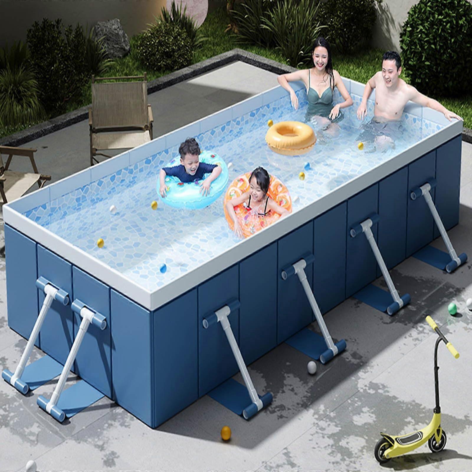 Family Swimming Pool 1m Rectangular Above Ground Folding Frame Easy Install Backyard Garden
