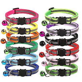 Quick Release Reflective Cat Collar With Bell Adjustable 8-12" In 12 Pieces