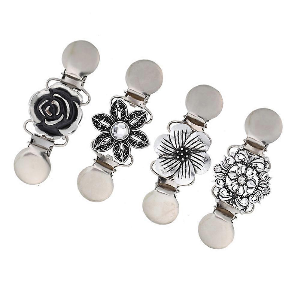 Collar Clip Sweater Clasp Rounded Rectangular Vintage Clothing Accessories 4Pack
