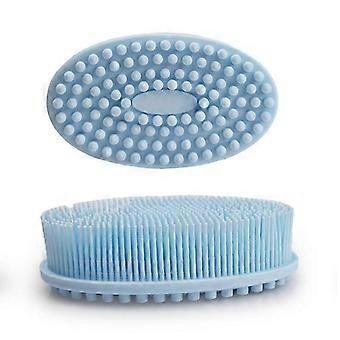 2pcs brosse de bain en silicone, brosse de douche exfoliante, brosse de gommage pour le corps, pour tous les types de peau, bleu