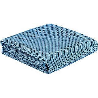 Toalha refrescante de microfibra azul-clara, secagem rápida, superabsorvente, ideal para esportes, academia, ioga e caminhadas.