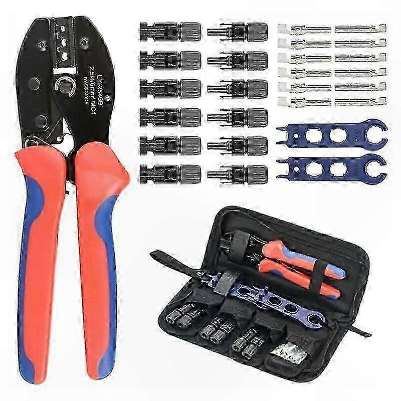 Photovoltaic Connector Crimping Tool Set, 28-Piece MC4 Crimping Pliers Hand Tool for Solar Panel Installation and Repair