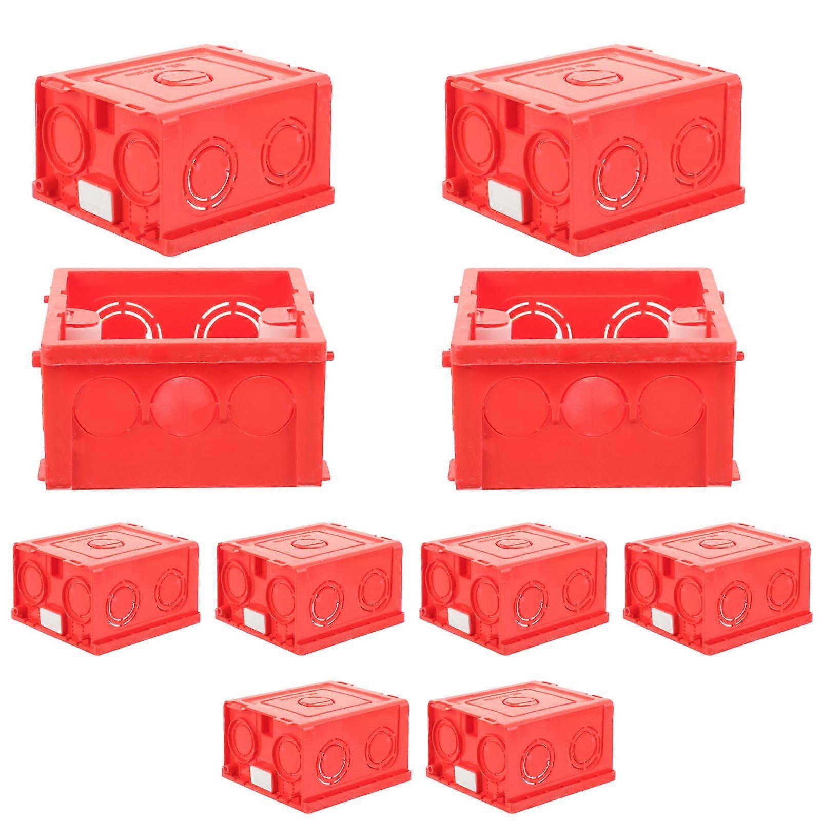 Wall Socket Box for Home Use 86 Type 10Pcs Red PVC Installation Boxes
