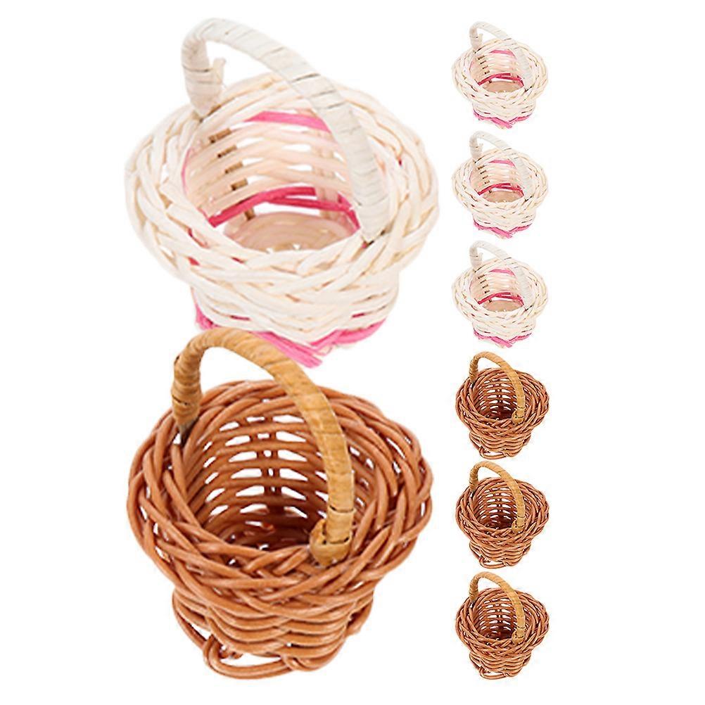 Tiny Basket with Handle Assorted Color for Storage Use 8Pcs Mini Flower Model