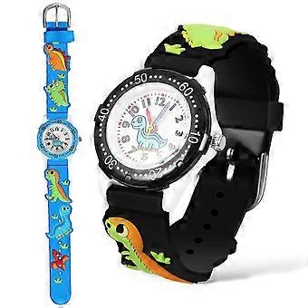 Dinosaurushorloge voor kinderen met tijdsaanduiding, 2 stuks cartoon quartzhorloges voor jongens en meisjes