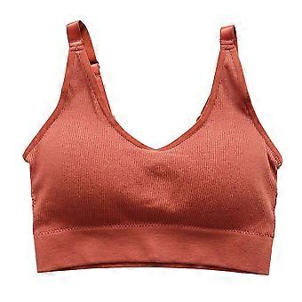 Women Sports Bras Activewear Stretchy Breathable Fitness Underwear for Yoga Gym Workout Fitness(Brown)