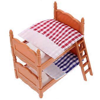 Dockhus Sovrumsmöbler Miniatyr Våningssäng Modell Minihuslayout Dekoration