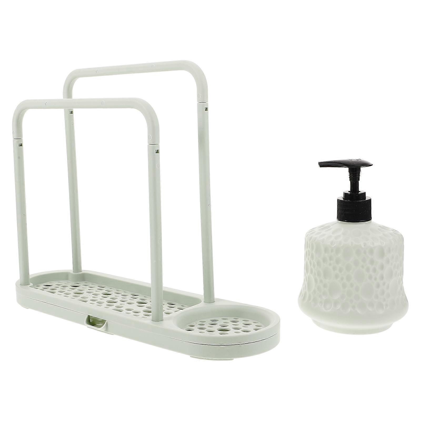 Green Rag Storage Rack Multi-Function Kitchen Sink Organizer with Hanging Rack