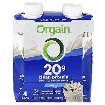 Orgain, Clean Grass-Fed Protein Shake, Vanilla Bean, 4 Pack, 11 fl oz (330 ml) Each, 2-Pack