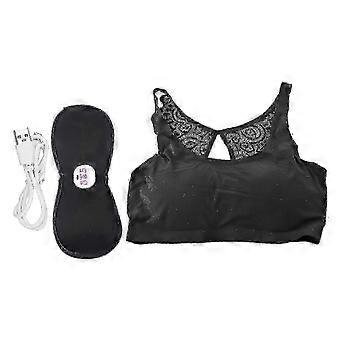 Breast Care Bra Electric Vibration Massage Washable USB Charging Breast Massage Bra (Black)