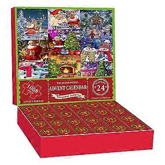 2023 Christmas Advent Calendar Puzzle, Advent Calendar Puzzle 1008 Piece 2023 Christmas Calendar Male And Female Santa Claus Gift Puzzle
