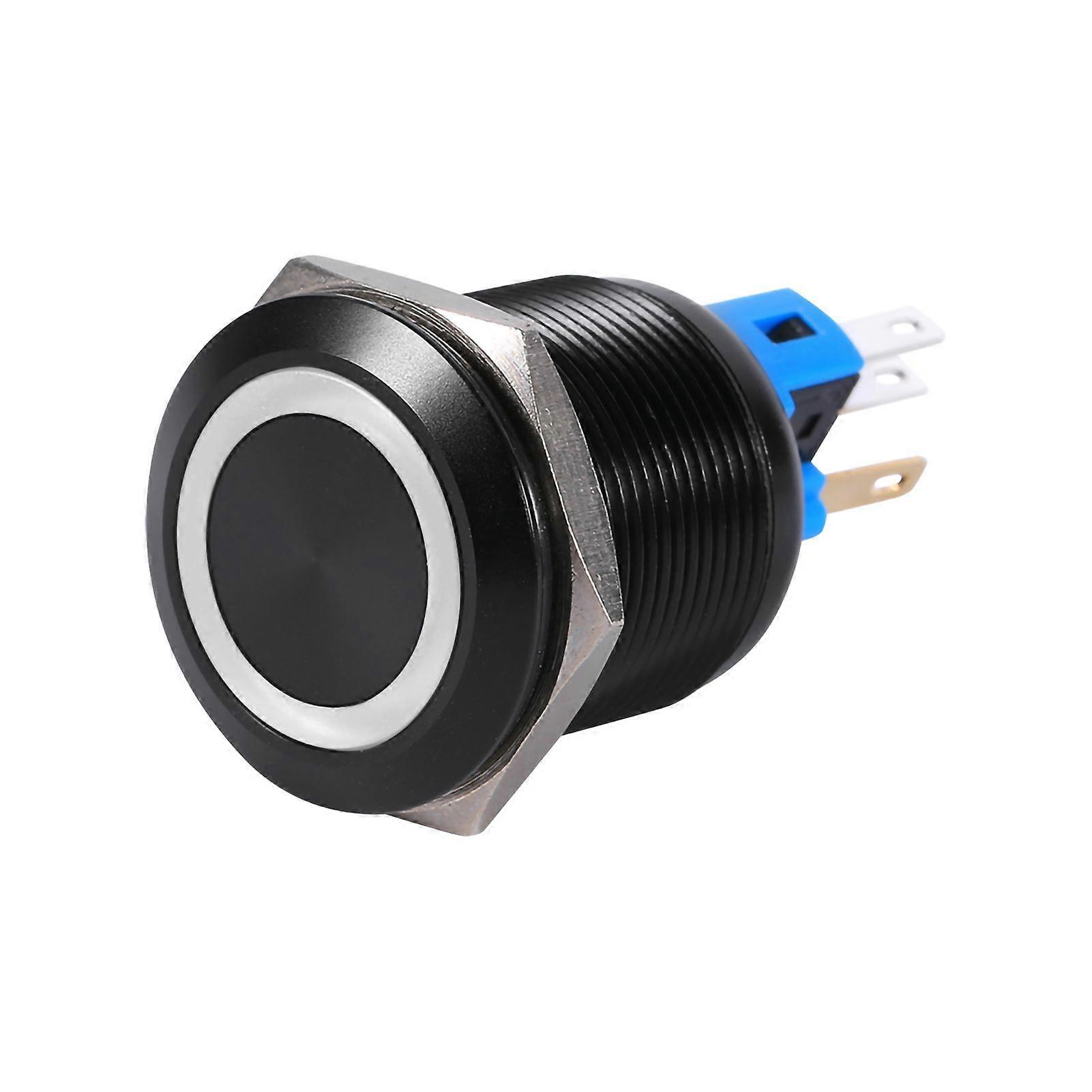 22mm 12V-24V Waterproof Selflocking Latching Push Button Switch White LED