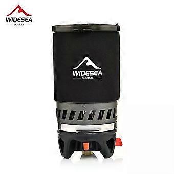 Camping Cooking System with Heat Exchanger Outdoor Gas Stove Burner Tourist Coffee Pot Cup Cookware Tableware Tourism