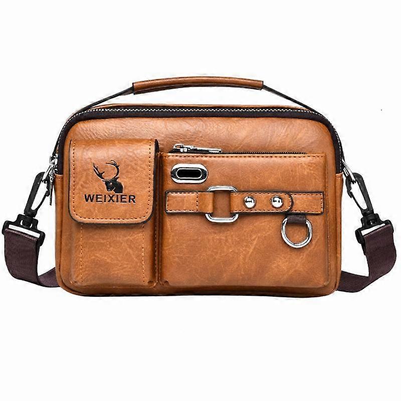 Multi-Functional Men Crossbody Bag, Spec: Plain Weave Light Brown