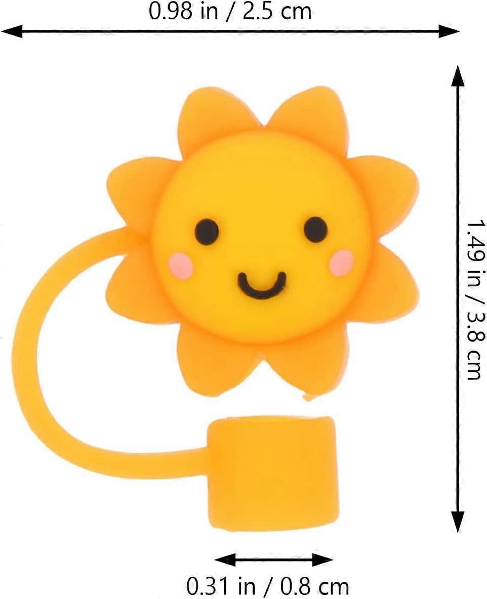 Lot de 6 protections en silicone pour pailles, avec des motifs de dessins animés, réutilisables, bouchons anti-poussière, protections pour pailles (motifs variés).