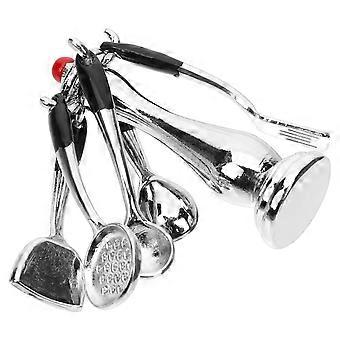 Conjunto de 1 miniatura de utensílios de cozinha para brincar, em metal prateado.