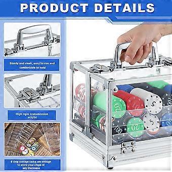 Poker Chip Case 600 Pcs Chips Capacity Acrylic Poker Chip Carrier with 6 Pcs Trays Racks