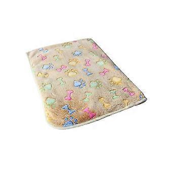 Cozy Fleece Pet Mat Blanket Cushion with Paw Print for Small Large Cats Dogs Puppies Warm Soft
