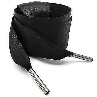 Flat Satin Ribbon Shoelaces 3cm Wide Polyester Laces with Silver Metal Tips for Sneakers Boots Wedding Shoes 35 45 Inch
