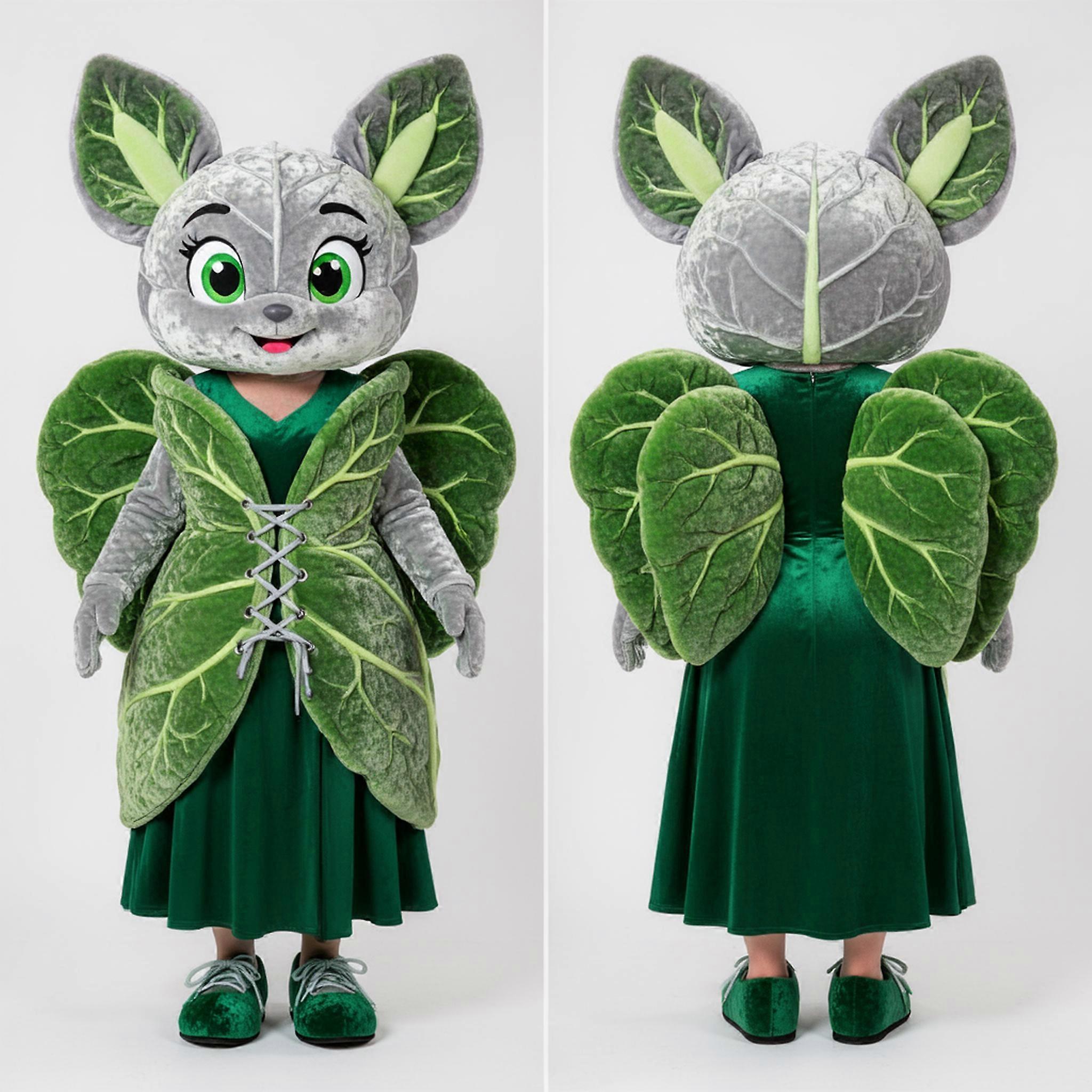 MASTICOT Emerald Green Plush Cabbage Leaf Mascot