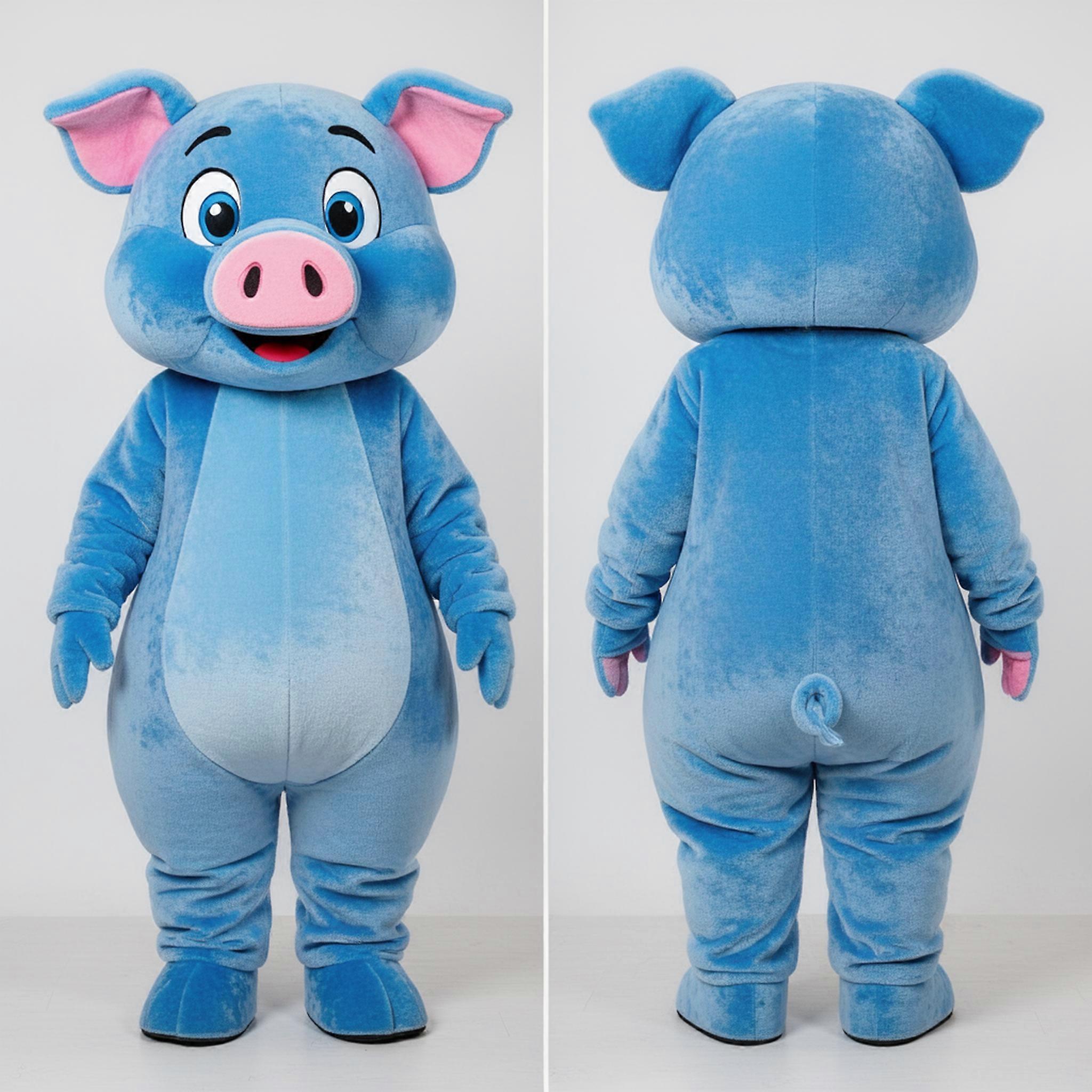 MASTICOT Azure Blue Playful Pig Mascot