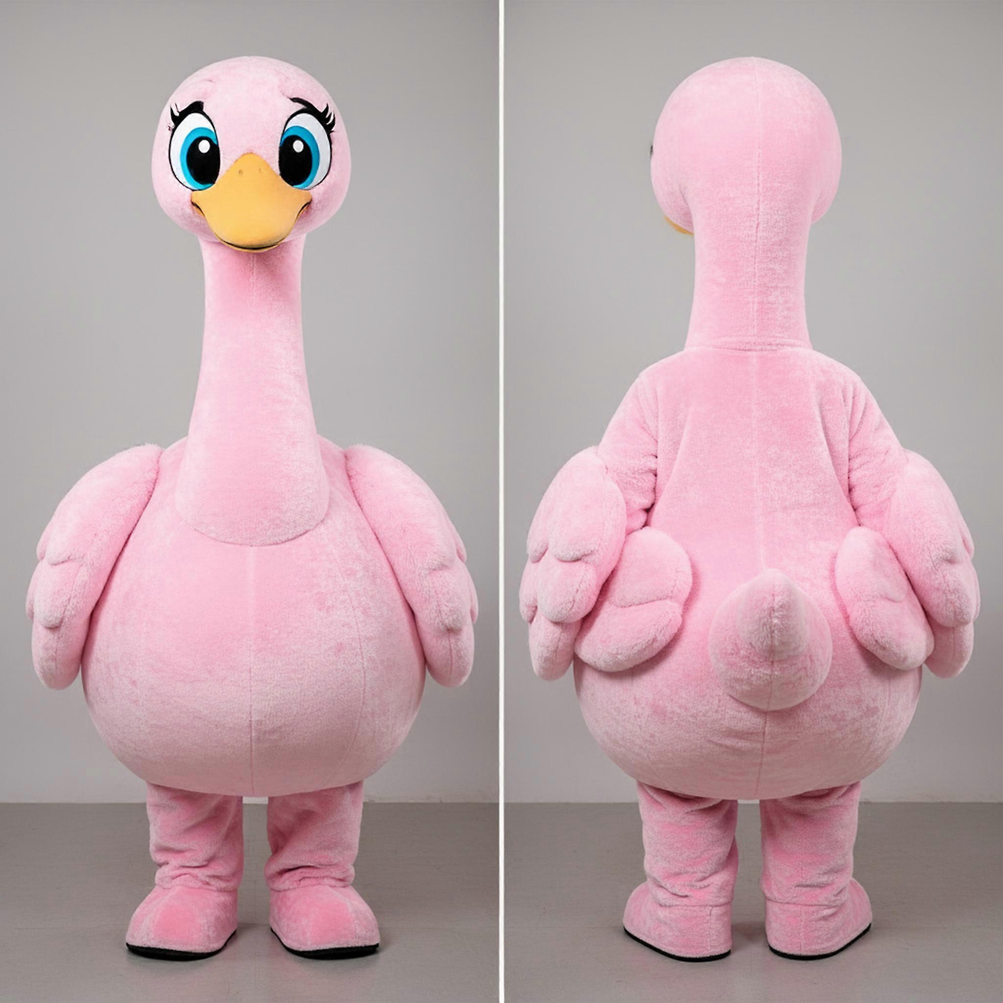 MASTICOT Pink Fluffy Swan Mascot