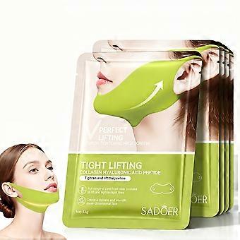 5pcs V-Line Lifting Collagen Mask to Reduce Double Chin, Tightens Chin and Neck Area, Hyaluronic Acid Collagen Mask for Face Tightening