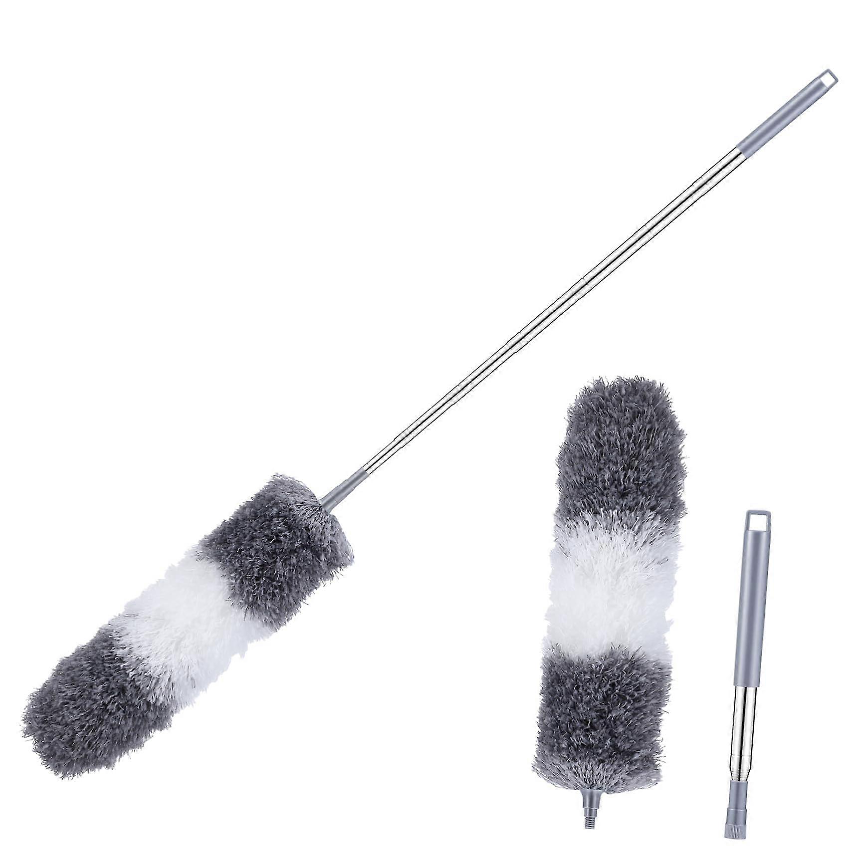 Extendable Microfiber Duster for Ceiling Fan Cleaning with Flexible Head and Telescopic Handle