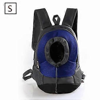Adjustable Mesh Pet Carrier Backpack, Head-Out Opening for Dogs & Cats, Blue, M/S