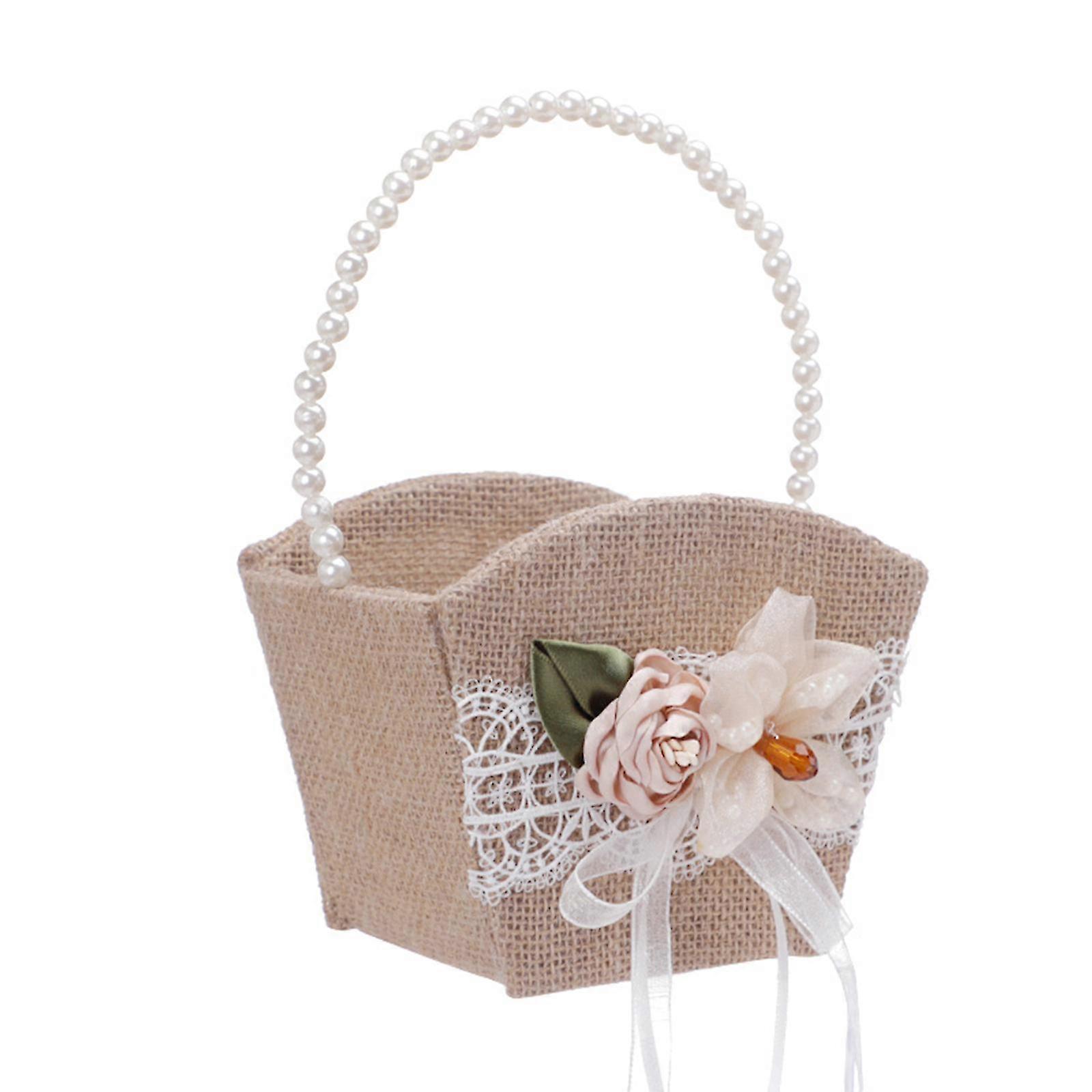 Brown Linen Wedding Ring & Bloom Basket