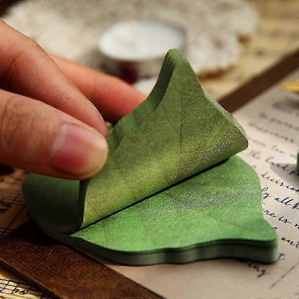 4pcs Beautiful Green Leaf Shaped Sticky Notes Stickers