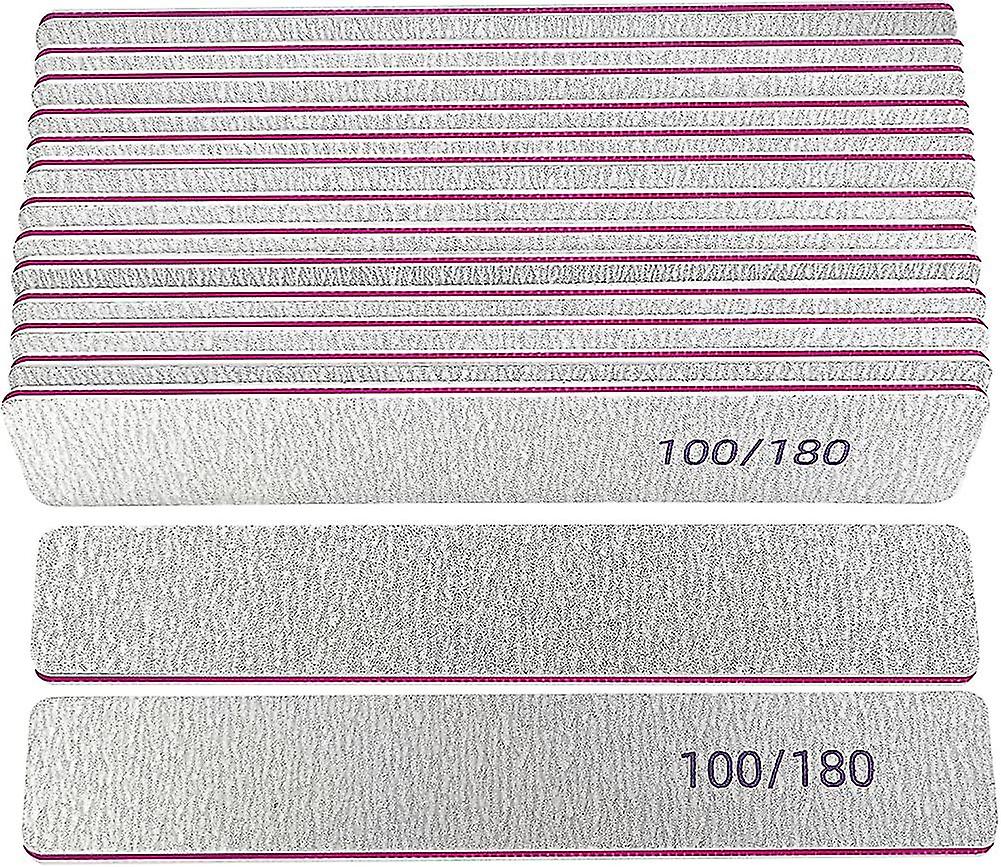 15 Pack Nail File Set, Professional Square Nail File 100/180 Grit Double Sided