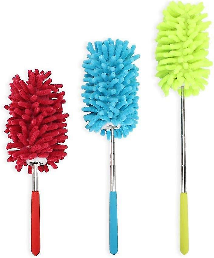 3pc Microfiber Extendable Hand Dusters Washable Dusting Brush With Telescoping Pole For Cleaning Car, Computer, Air Conditioning