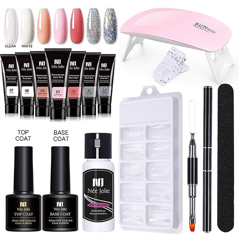 Poly Nail Gel Set 6w Led Lamp Full Manicure Kit Quick Extension Nails Building Fingertips Polygels Tool Kit 3