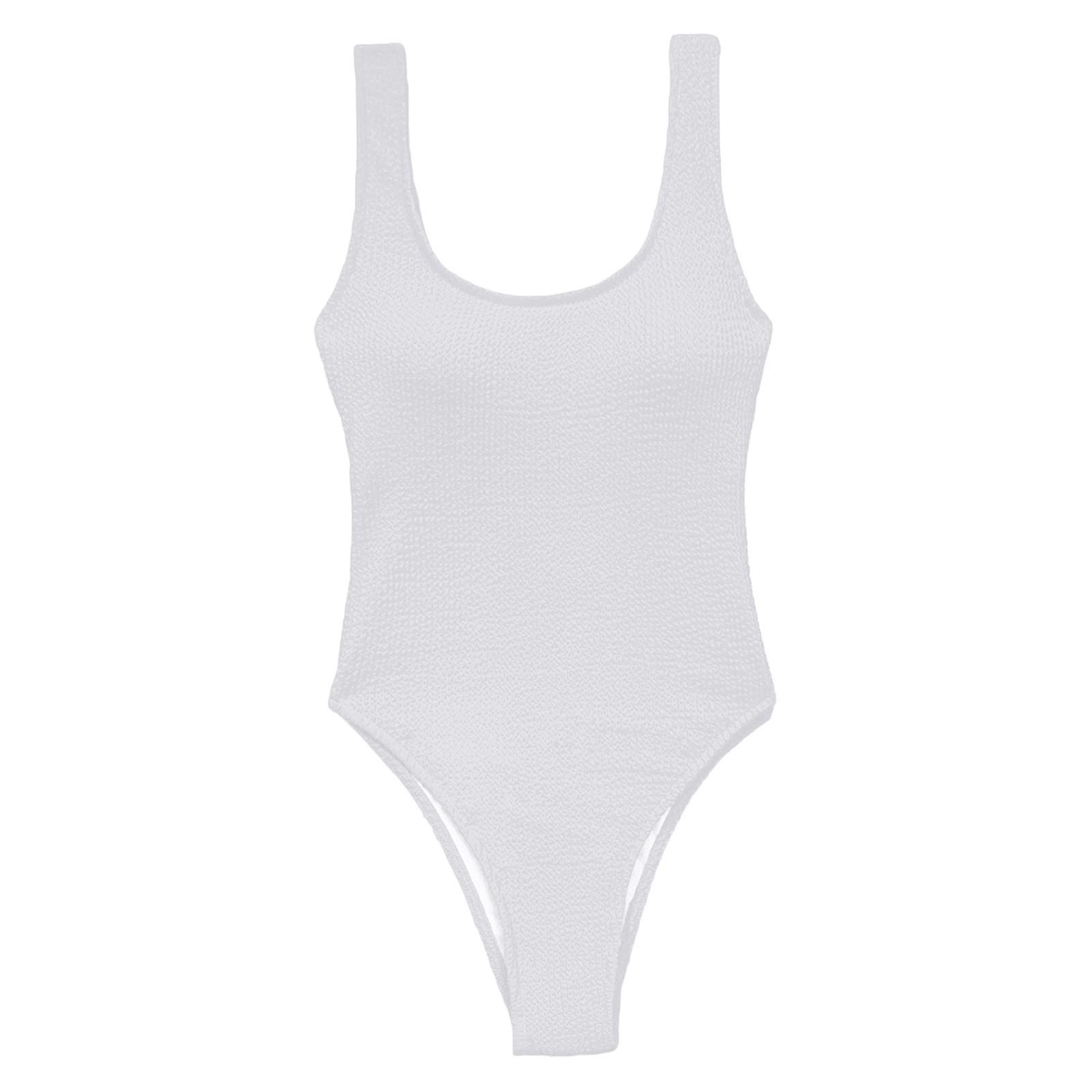 Maillot de bain avec coussinets de poitrine Beachwear String Maillots de bain Femmes L Blanc