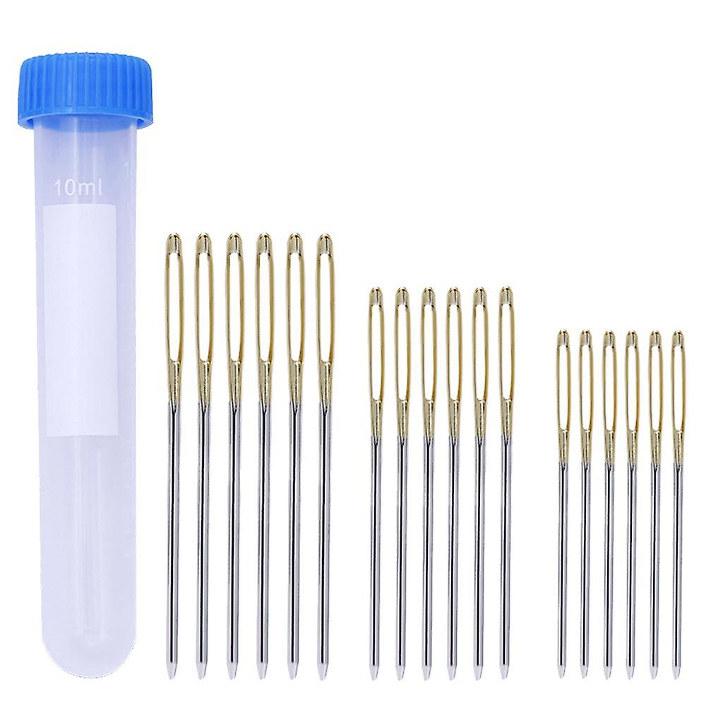 18 Pieces Large-eye Blunt Stitching Needles Hand Sewing Needle with Case