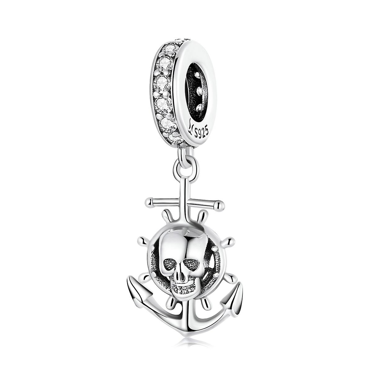 S925 Sterling Silver Pirate Skull Ship Pendant