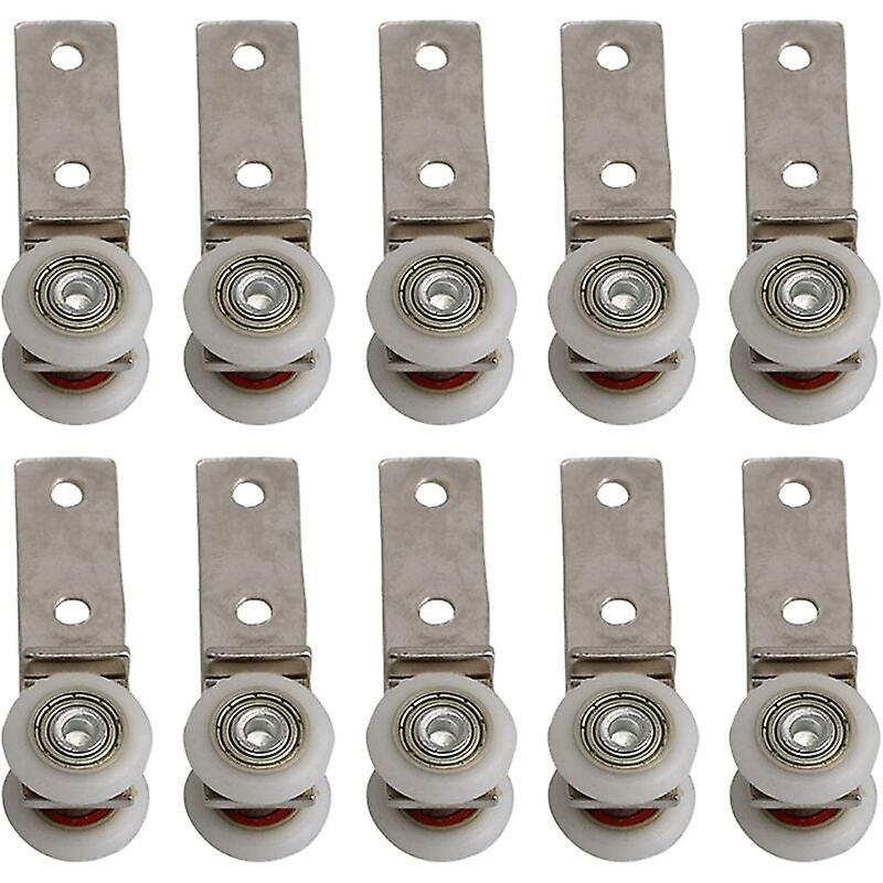 2.5" x 0.75" Metal Conduit Elbow Bearing Pulley Block with Two Plastic Wheel for Sliding Door Window Cabinet