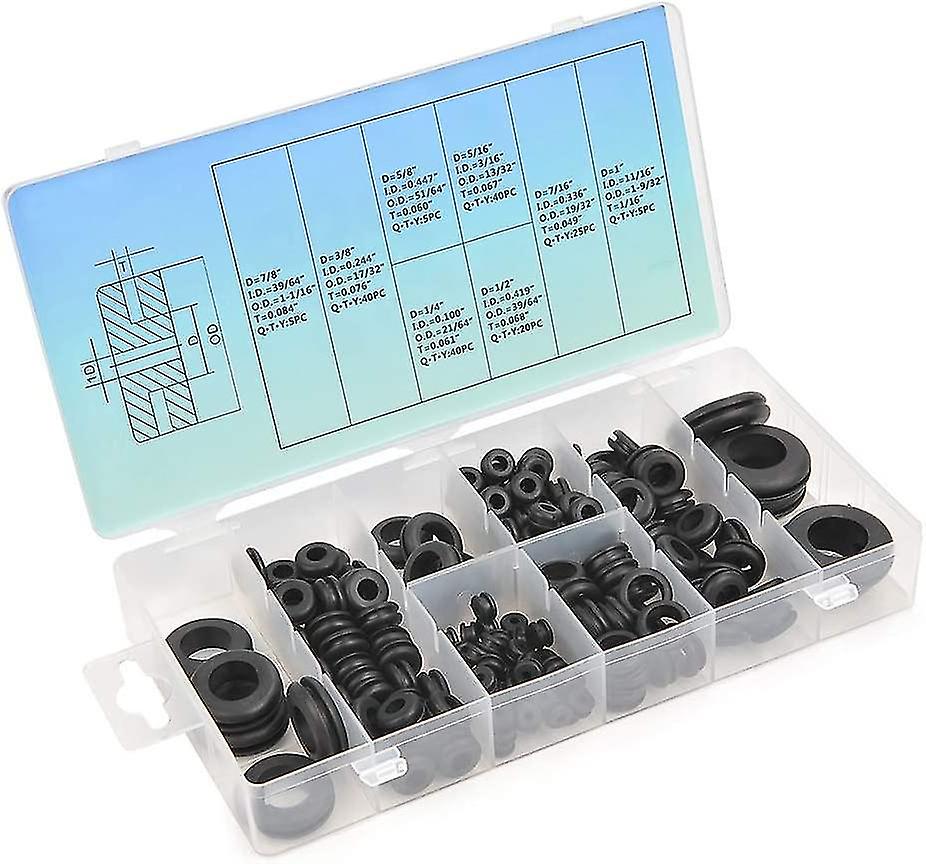 180 Pcs Assorted Nitrile (nbr) Washers Black Electrical Conductor Washer For Wire/plug/cable