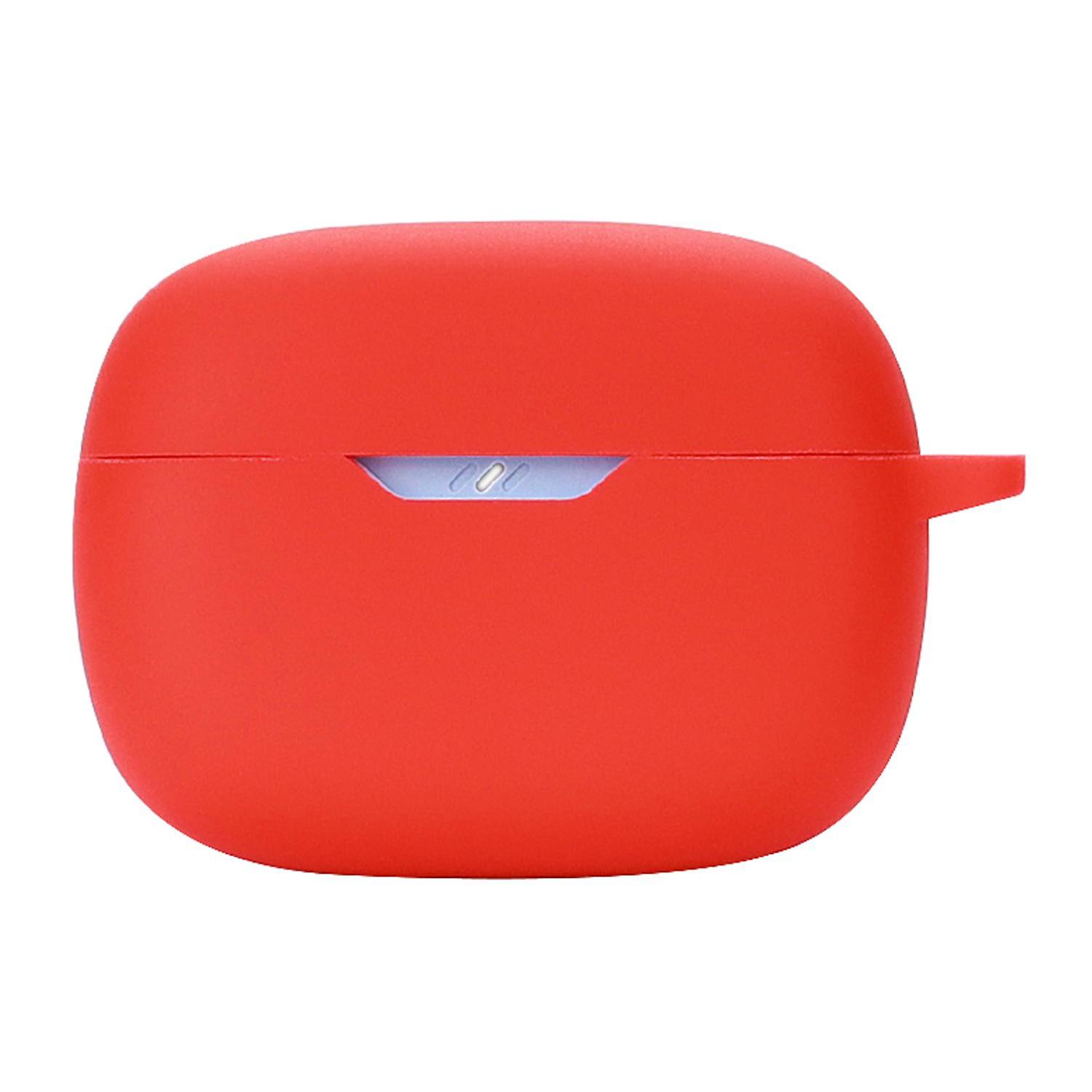 Silicone Case for JBL Wave Beam Bluetooth Earbuds, Anti-drop Earphone Cover with Hook-Red