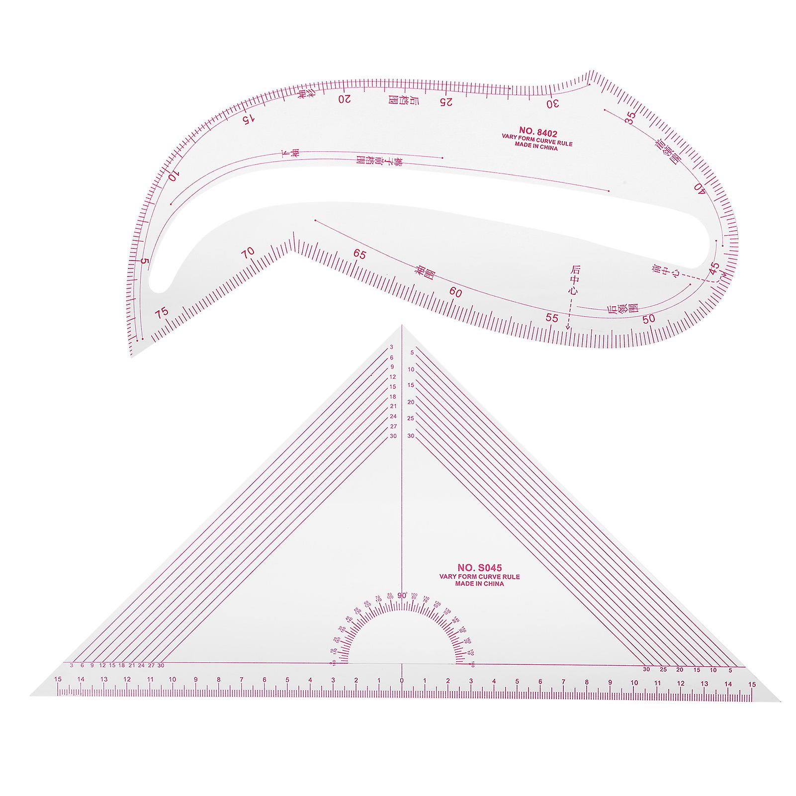 2Pcs Curve Ruler Plastic Sewing Grading Proofing Multi‑Function Clothing Designs Tool