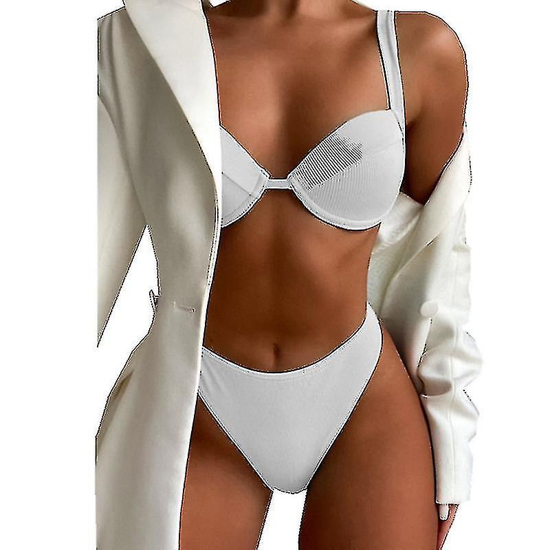 Kvinnors Bikini Baddräkter Täcka Upp Triangle Bikini Set Beach Badkläder Två Piece Baddräkter